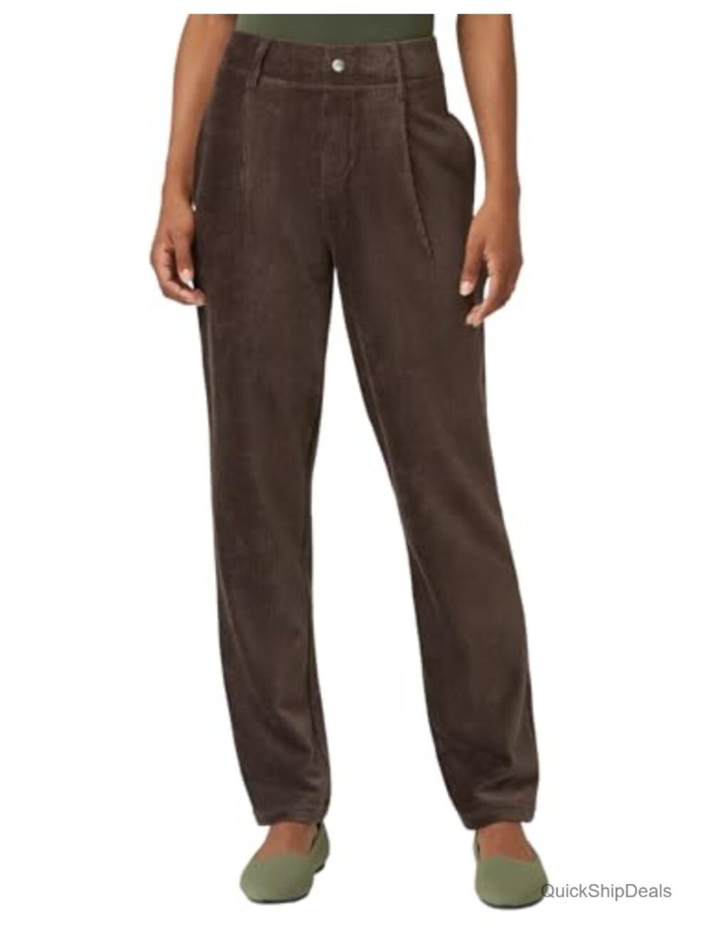 HUE High Rise Straight Leg Corduroy Leggings Pull On Full Length